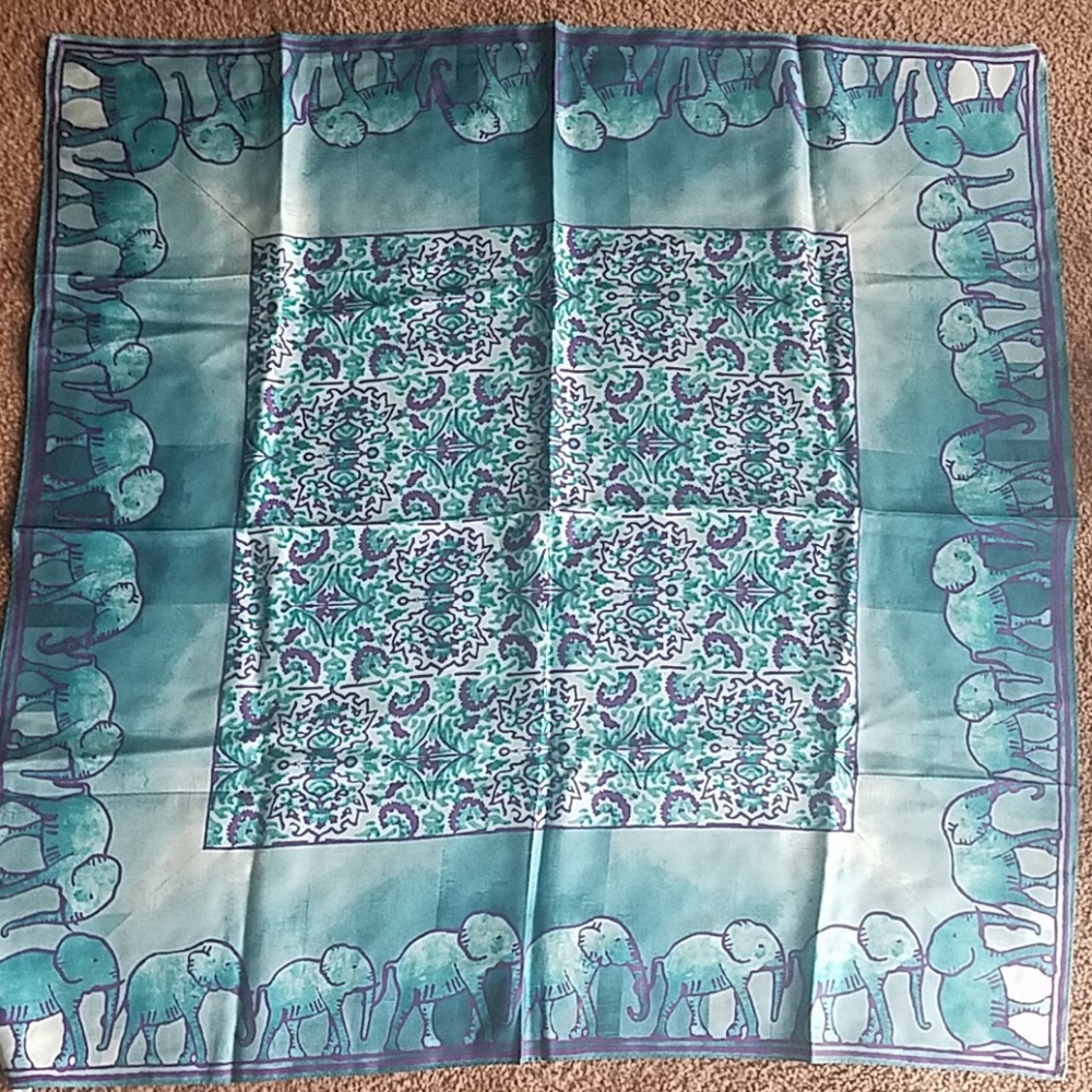 NWOT TALBOTS Silk Square Scarf in Elephant Print